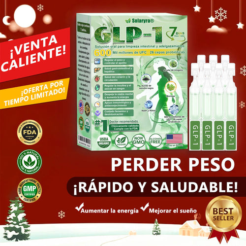 Solaryra® GLP-1 7-Day Intestinal Cleansing and Slimming Oral Liquid contiene 600 mil millones de probióticos vivos para ayudar con el control de peso, la digestión, el aumento de energía y la salud general. Resultados visibles en 7 días-ABB8