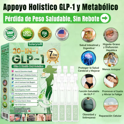 Solaryra® GLP-1 20 en 1 Suplemento Adelgazante (Resultados Visibles en 7 Días) ayuda a mejorar la obesidad, la salud cardiovascular, la diabetes, la salud intestinal, los problemas articulares, una piel más firme y un aumento de energía.-XA