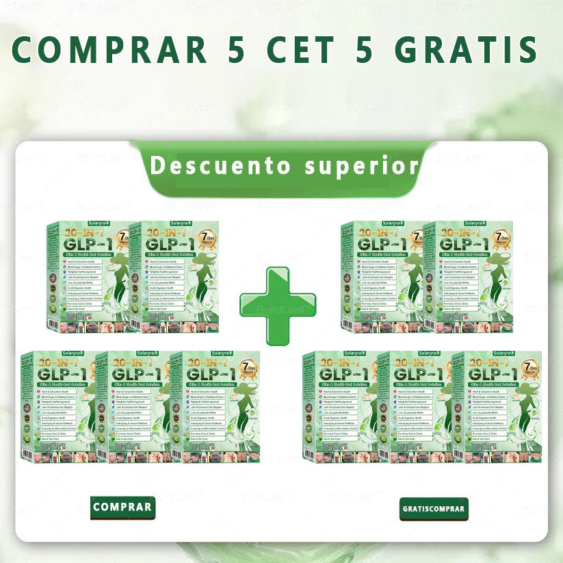 Solaryra® GLP-1 20 en 1 Suplemento Adelgazante (Resultados Visibles en 7 Días) ayuda a mejorar la obesidad, la salud cardiovascular, la diabetes, la salud intestinal, los problemas articulares, una piel más firme y un aumento de energía.-XA
