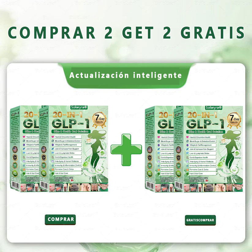 Solaryra® GLP-1 20 en 1 Suplemento Adelgazante (Resultados Visibles en 7 Días) ayuda a mejorar la obesidad, la salud cardiovascular, la diabetes, la salud intestinal, los problemas articulares, una piel más firme y un aumento de energía.- A926