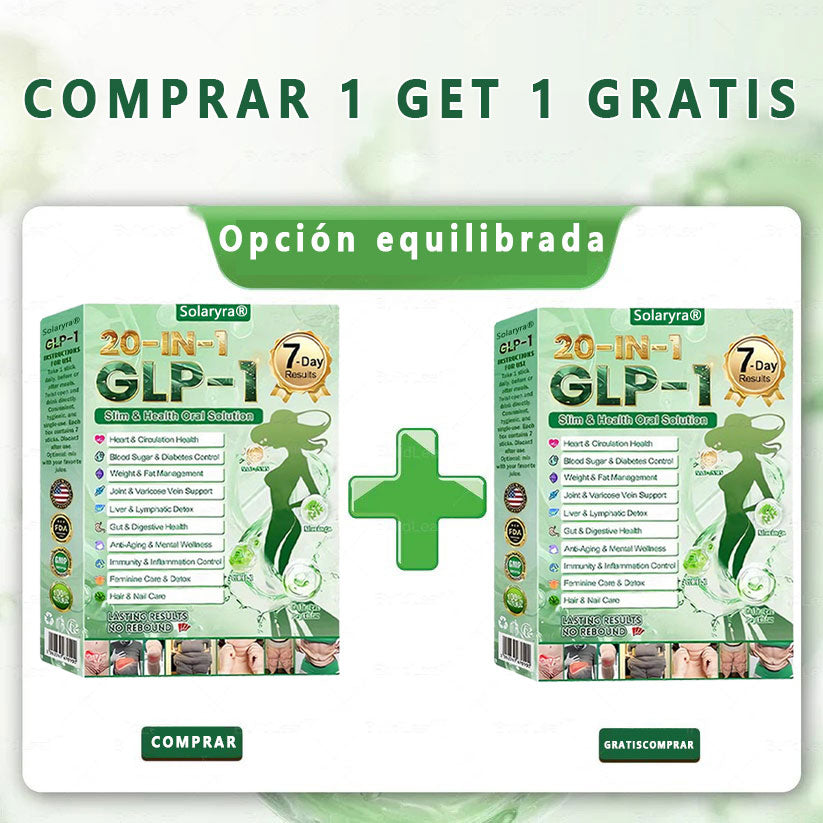 Solaryra® GLP-1 20 en 1 Suplemento Adelgazante (Resultados Visibles en 7 Días) ayuda a mejorar la obesidad, la salud cardiovascular, la diabetes, la salud intestinal, los problemas articulares, una piel más firme y un aumento de energía.-XA