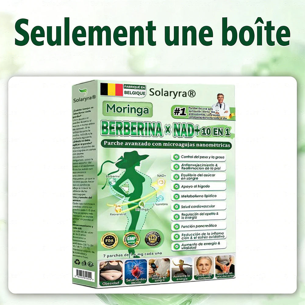 Boutique officielle 📷 Solaryra® Moringa · Berbérine + NAD+ – Patch Microneedle Nano Avancé 10-en-1 (1×/jour, résultats visibles en 7 jours) | Obésité, relâchement cutané, apnée du sommeil, articulations, etc.XA