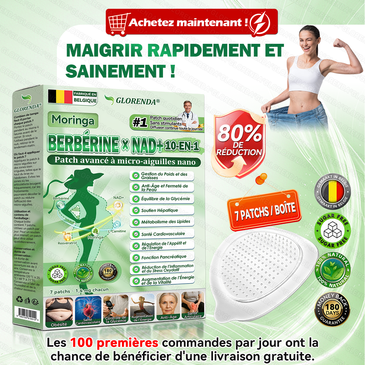 Officiële winkel 📷 Solaryra® Moringa · Berberine + NAD+ – Geavanceerde 10-in-1 Nano-microneedle-patch (1×/dag, zichtbare resultaten binnen 7 dagen) | Obesitas, verslapte huid, slaapapneu, gewrichtsondersteuning, enz. –XA