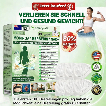 Offizieller Shop | Solaryra 12-IN-1 Moringa * Berberin * NAD+ Fortschrittliches Nano-Mikronadelpflaster (Palmenöl, 7-Tage-Palmenöl) Gegen Übergewicht, schlaffe Haut, Diabetes, Schlafapnoe und Gelen975854551454731kprobleme🎃-XA