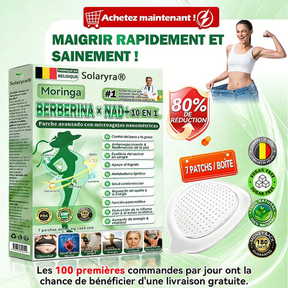 Boutique officielle 📷 Solaryra® Moringa · Berbérine + NAD+ – Patch Microneedle Nano Avancé 10-en-1 (1×/jour, résultats visibles en 7 jours) | Obésité, relâchement cutané, apnée du sommeil, articulations, etc.XA