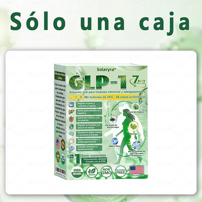 Solaryra® GLP-1 7-Day Intestinal Cleansing and Slimming Oral Liquid contiene 600 mil millones de probióticos vivos para ayudar con el control de peso, la digestión, el aumento de energía y la salud general. Resultados visibles en 7 días-ABB8