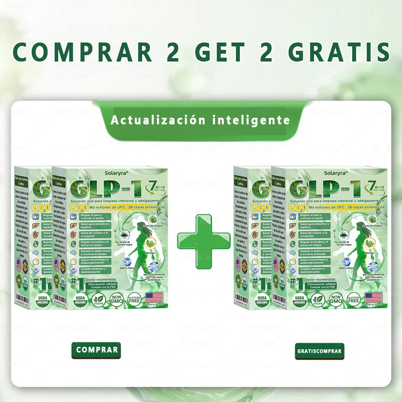 Solaryra® GLP-1 7-Day Intestinal Cleansing and Slimming Oral Liquid contiene 600 mil millones de probióticos vivos para ayudar con el control de peso, la digestión, el aumento de energía y la salud general. Resultados visibles en 7 días-ABB8
