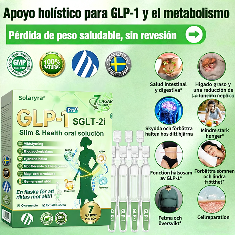 La solución oral para el peso y la salud Solaryra® GLP-1 + SGLT-2i favorece la pérdida de peso, mantiene la salud cardiovascular, mejora la diabetes, aborda la apnea del sueño, promueve la salud intestinal, reafirma la piel y proporciona energía.-XA