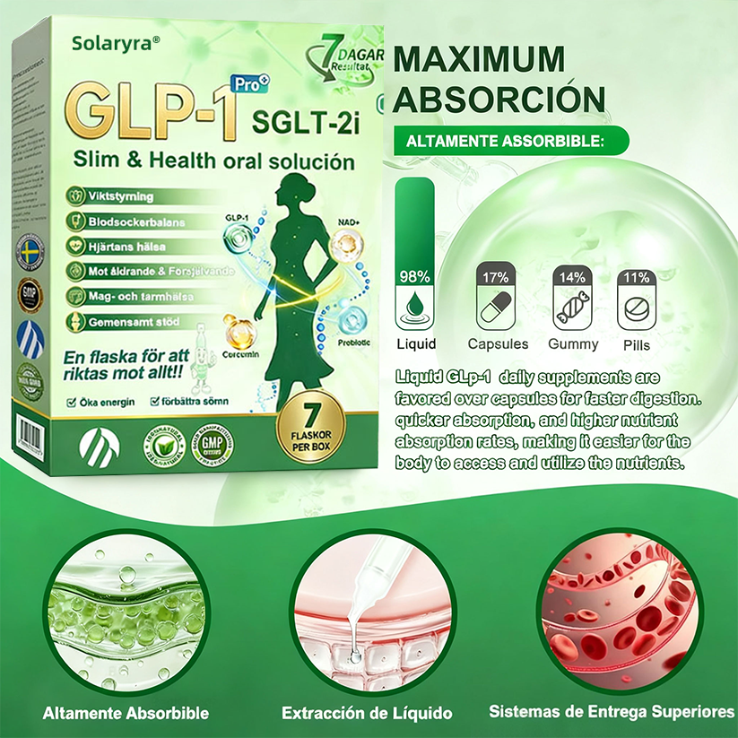 La solución oral para el peso y la salud Solaryra® GLP-1 + SGLT-2i favorece la pérdida de peso, mantiene la salud cardiovascular, mejora la diabetes, aborda la apnea del sueño, promueve la salud intestinal, reafirma la piel y proporciona energía.-XA