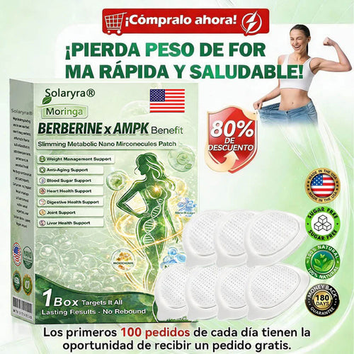 🔥Solaryra® Moringa × Berberina × AMPK Parche de nano microagujas adelgazante y metabólico de 8 beneficios 🇺🇸 Solo una vez al día · Cambios visibles en 7 días ✅ Para obesidad, piel flácida, diabetes, apnea del sueño, problemas articulares y más-XA