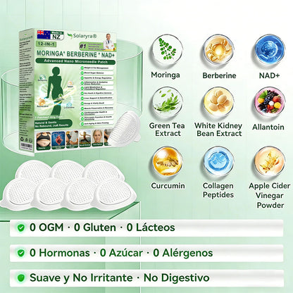 Official Store | Solaryra 12-IN-1 Moringa * Berberine * NAD+Advanced Nano Microneedle Patch (Aceite de palma, Aceite de palmain7days)Para Obesity, Loose Skin, Diabetes, Sleep Apnea, AndJoint Issues🎃-XA