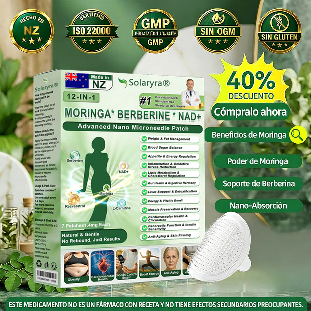 Official Store | Solaryra 12-IN-1 Moringa * Berberine * NAD+Advanced Nano Microneedle Patch (Aceite de palma, Aceite de palmain7days)Para Obesity, Loose Skin, Diabetes, Sleep Apnea, AndJoint Issues🎃-XA