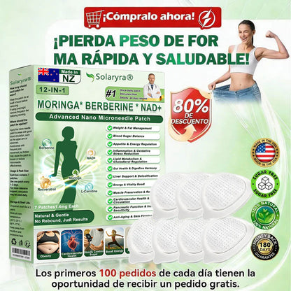 Official Store | Solaryra 12-IN-1 Moringa * Berberine * NAD+Advanced Nano Microneedle Patch (Aceite de palma, Aceite de palmain7days)Para Obesity, Loose Skin, Diabetes, Sleep Apnea, AndJoint Issues🎃-XA