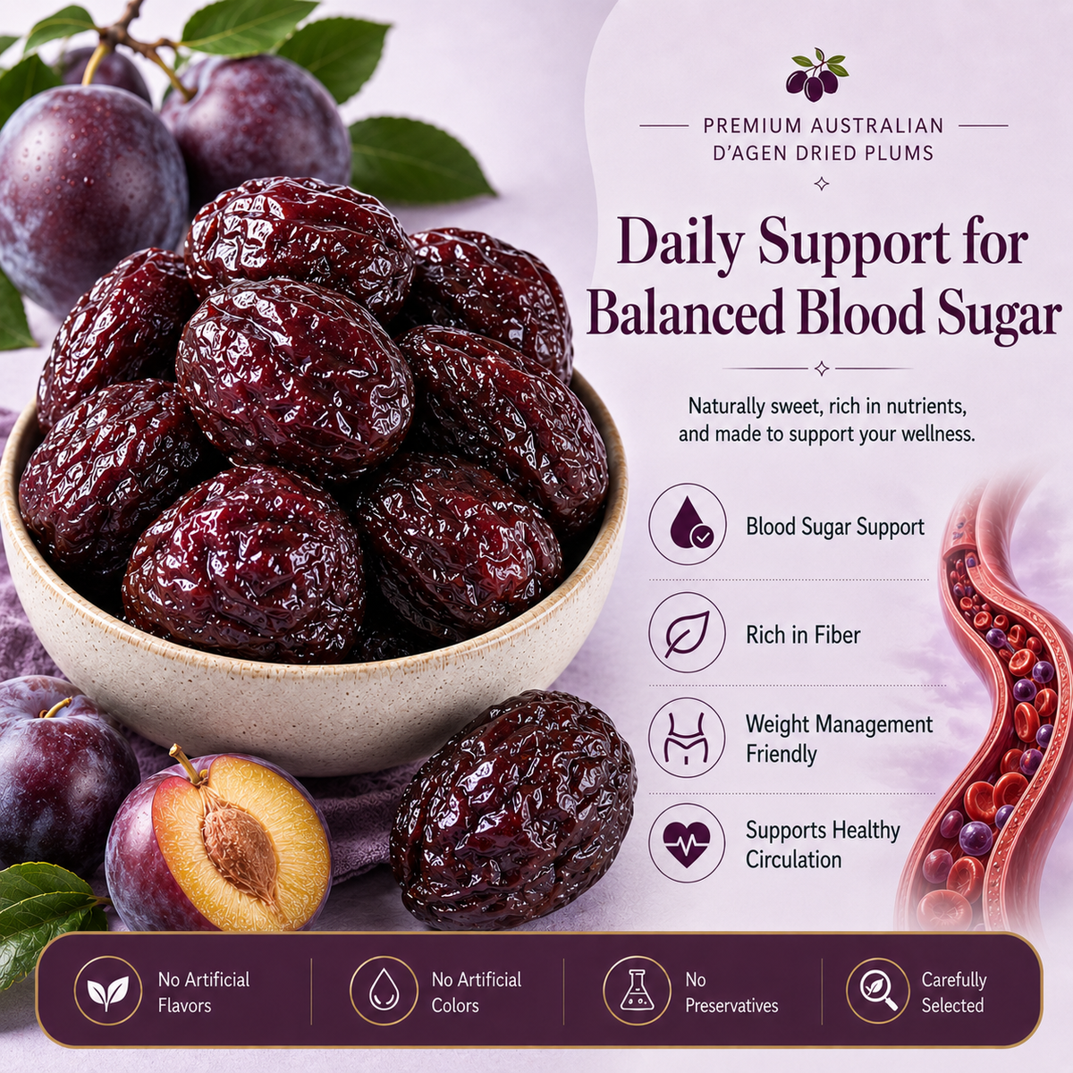 🐌D’Agen Dried Plums – Naturally Sweet Support for Healthy Weight, Balanced Blood Sugar & Circulation-H1