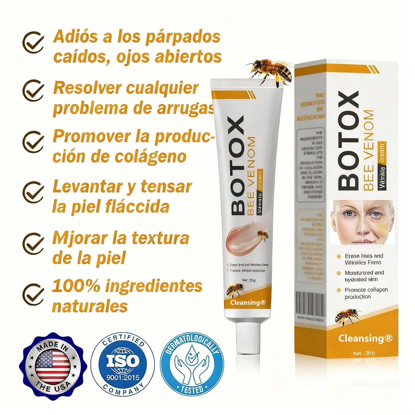 Crema Solaryra® para eliminar arrugas con veneno de abeja y botox (fabricada y enviada desde EE. UU.)