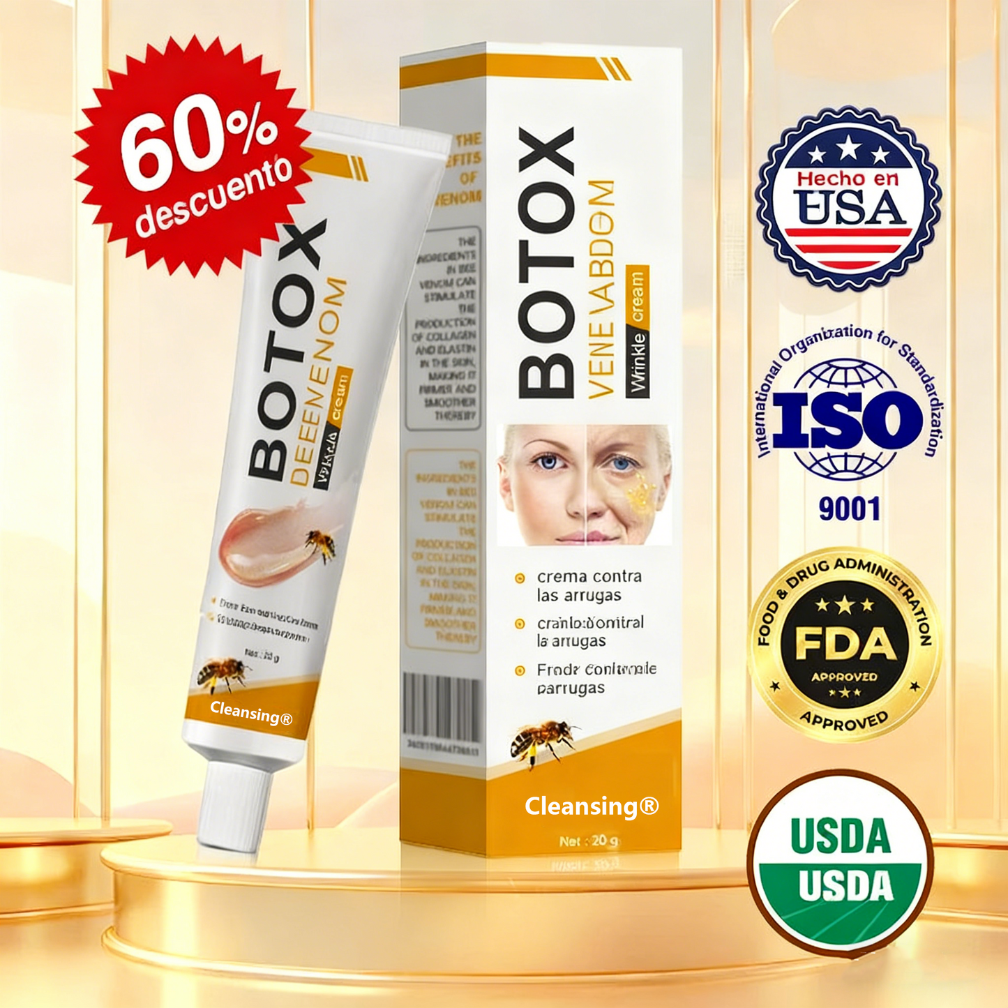 Crema Solaryra® para eliminar arrugas con veneno de abeja y botox (fabricada y enviada desde EE. UU.)